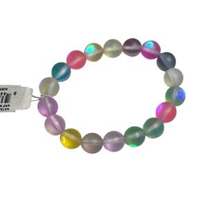 Colorful Mermaid Matte Crystal Glass Frosted Moonstone Beads bracelet